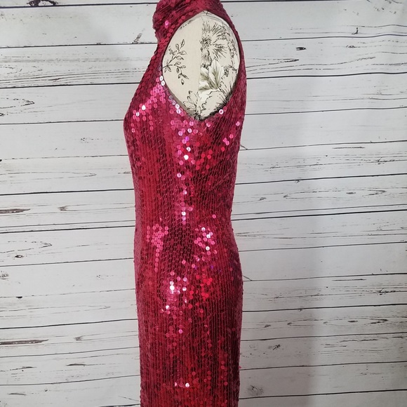 Amazing sequin hot pink holiday party dress sz 12 - Picture 3 of 8